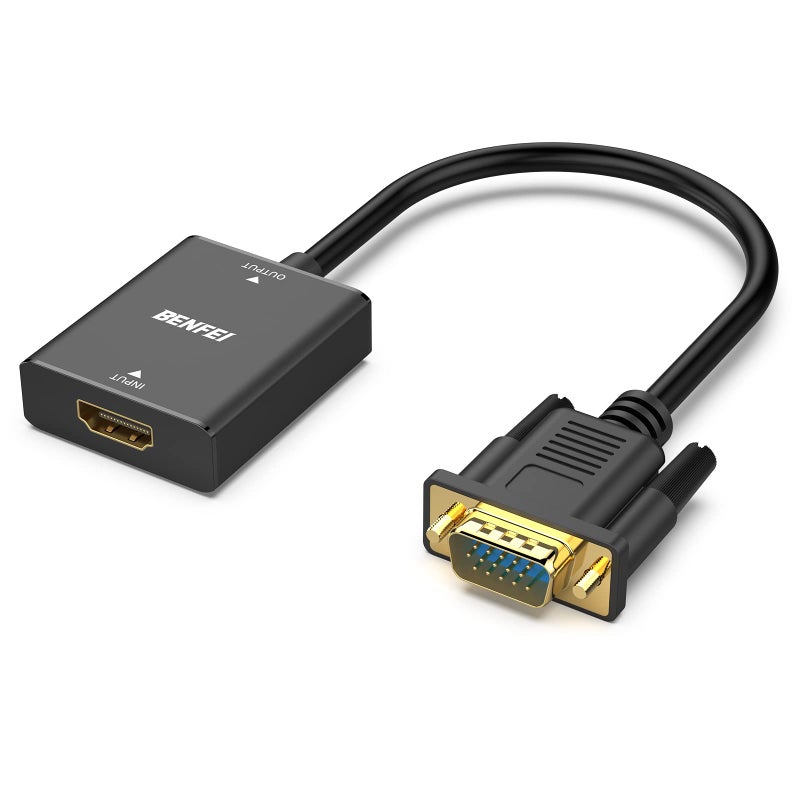 BENFEI HDMI to VGA, Uni-Directional HDMI Computer to VGA Monitor Adapter (Female to Male) with 3.5mm Audio Jack Compatible with TV Stick, Computer, Desktop, Laptop, PC, Monitor, Projector, Roku, Xbox - Image 1